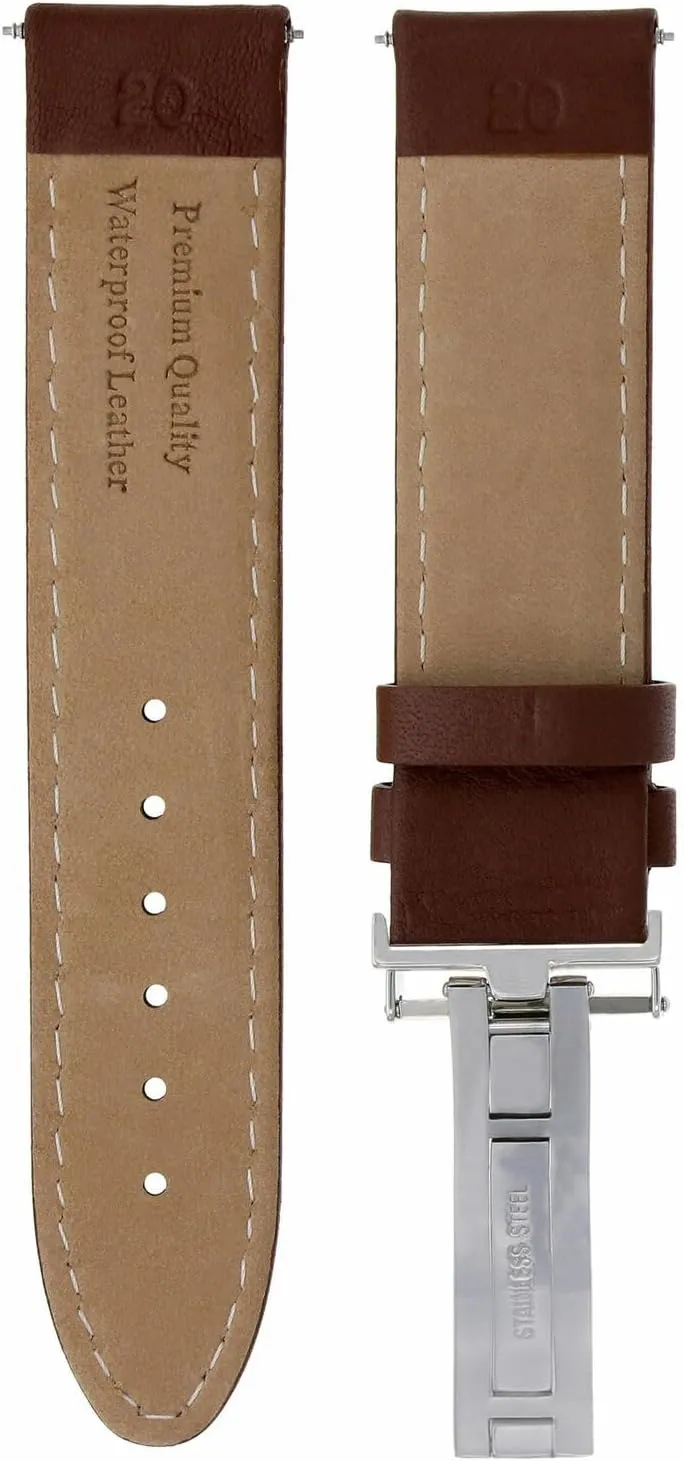 Ewatchparts 18-19-20-22-24mm Genuine Classic Men's Leather Watch Band Strap with Clasp Compatible with Zenith Watch