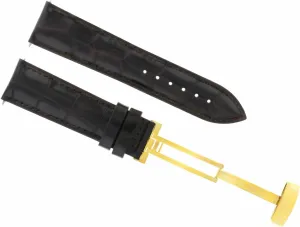 Ewatchparts 19mm Leather Watch Band Strap Gold Deployment Compatible With Omega Speedmaster Dark Brown