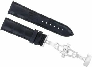 Ewatchparts 22mm Leather Watch Band Strap Deployment Buckle Clasp Compatible With Raymond Weil Black