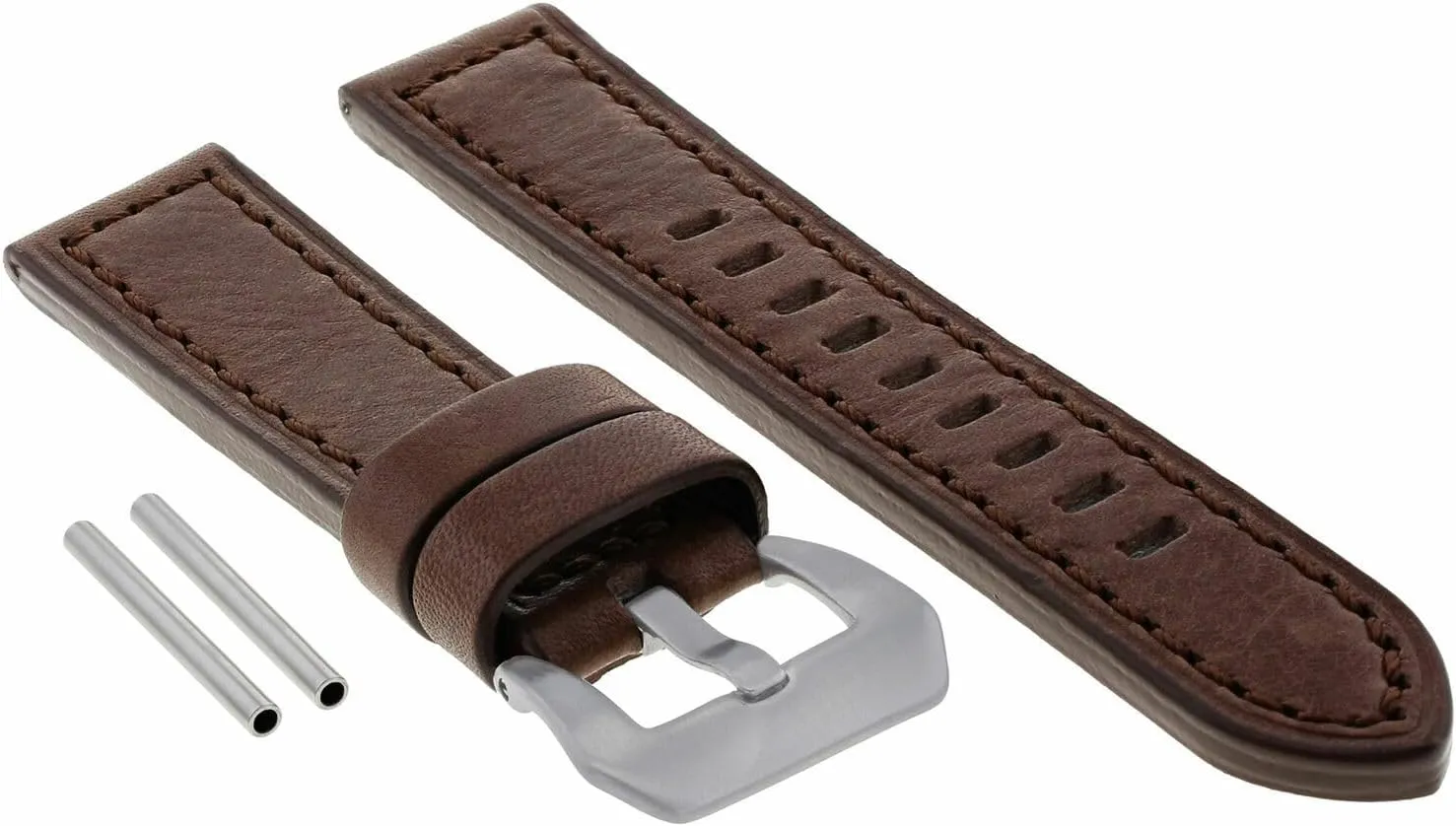 Ewatchparts 22mm Premium Leather Watch Band Strap Compatible With Panerai Luminor Marina Dark Brown Long