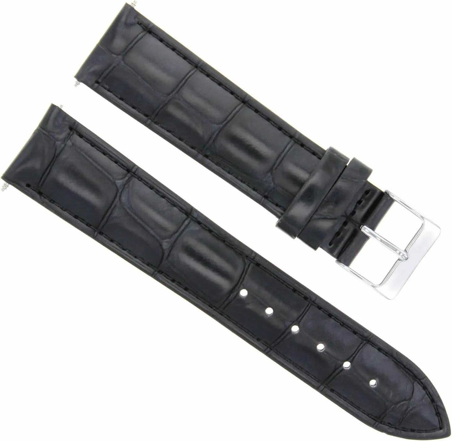 Ewatchparts 24MM ITALIAN GENUINE LEATHER WATCH BAND STRAP COMPATIBLE WITH LONGINES WATCH BLACK