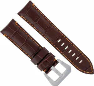 Ewatchparts 24mm Leather Watch Band Strap Compatible With Anonimo Watch Brown With Orange Stitching