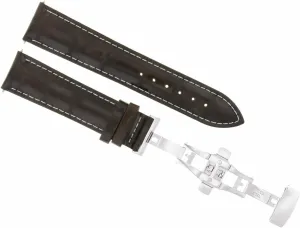 Ewatchparts 24mm Leather Watch Band Strap Compatible With Invicta Lupah 24 Deployment Clasp Dark Brown With White Stitching