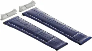 Ewatchparts Leather Watch Band Strap Compatible With Rolex Daytona 16519 With End Piece (Lugs) Blue With White Stitching Short