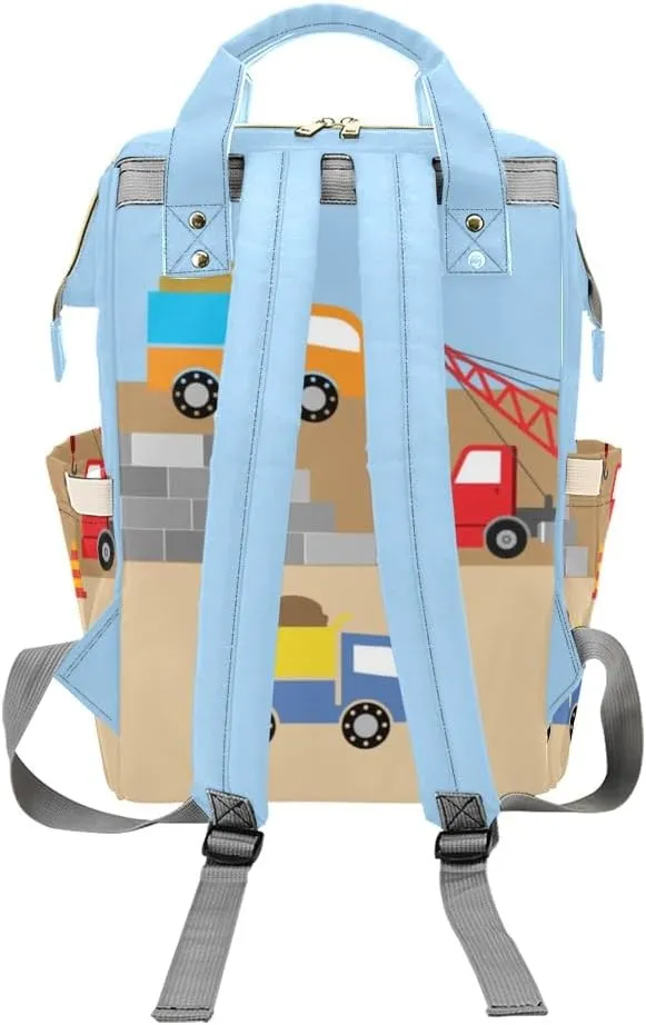 Excavator Cars Truck Personalized Diaper Bag Backpack Custom Name Large Capacity Diaper Backpack Travel Daypack Nursing Nappy Bag Mommy Gift