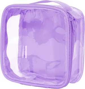 EzPacking Clear TSA Approved 3-1-1 Travel Toiletry Bag for Carry On/Quart Size Transparent Liquids Pouch for Airport Security/Reusable See Through Vinyl & PVC Plastic Organizer Men Women (Lilac)