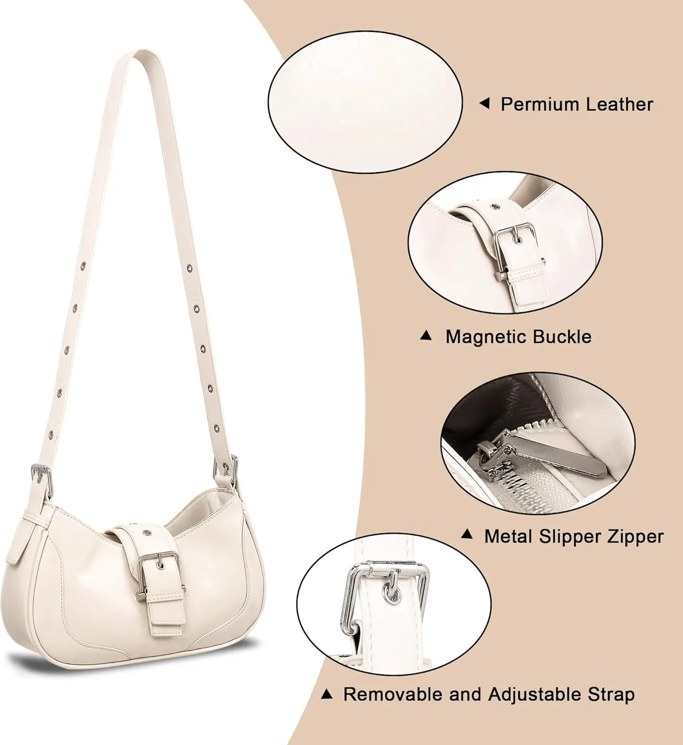 FALETO Y2K Purses for Women Casual Hobo Handbag Trendy Shoulder Bag Vegan Leather Underarm Purse