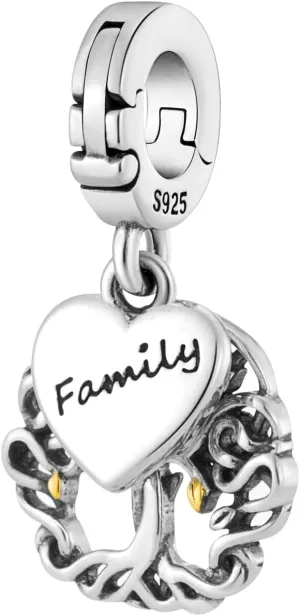 Family Tree of Life Multi-Clasp Clip On Pendant 925 Sterling Silver Charm For Pandora & Other Charm Bracelets/Necklaces