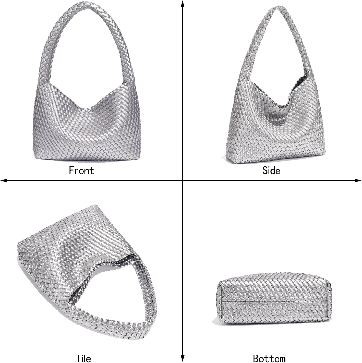 Fashion Designer Handbags and Purses, Women Shoulder Bag, Casual Hand Woven Shopping Tote Hobo, Ladies Underarm Bags