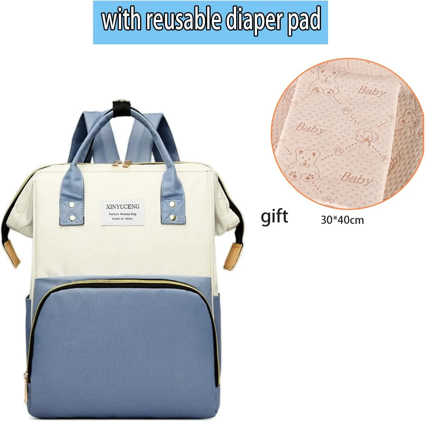Fashion Diaper Backpack Waterproof Mommy Bag, Large Capacity Diaper Bag Travel Multi-functional Backpack Baby Boy Girl (Blue 2)