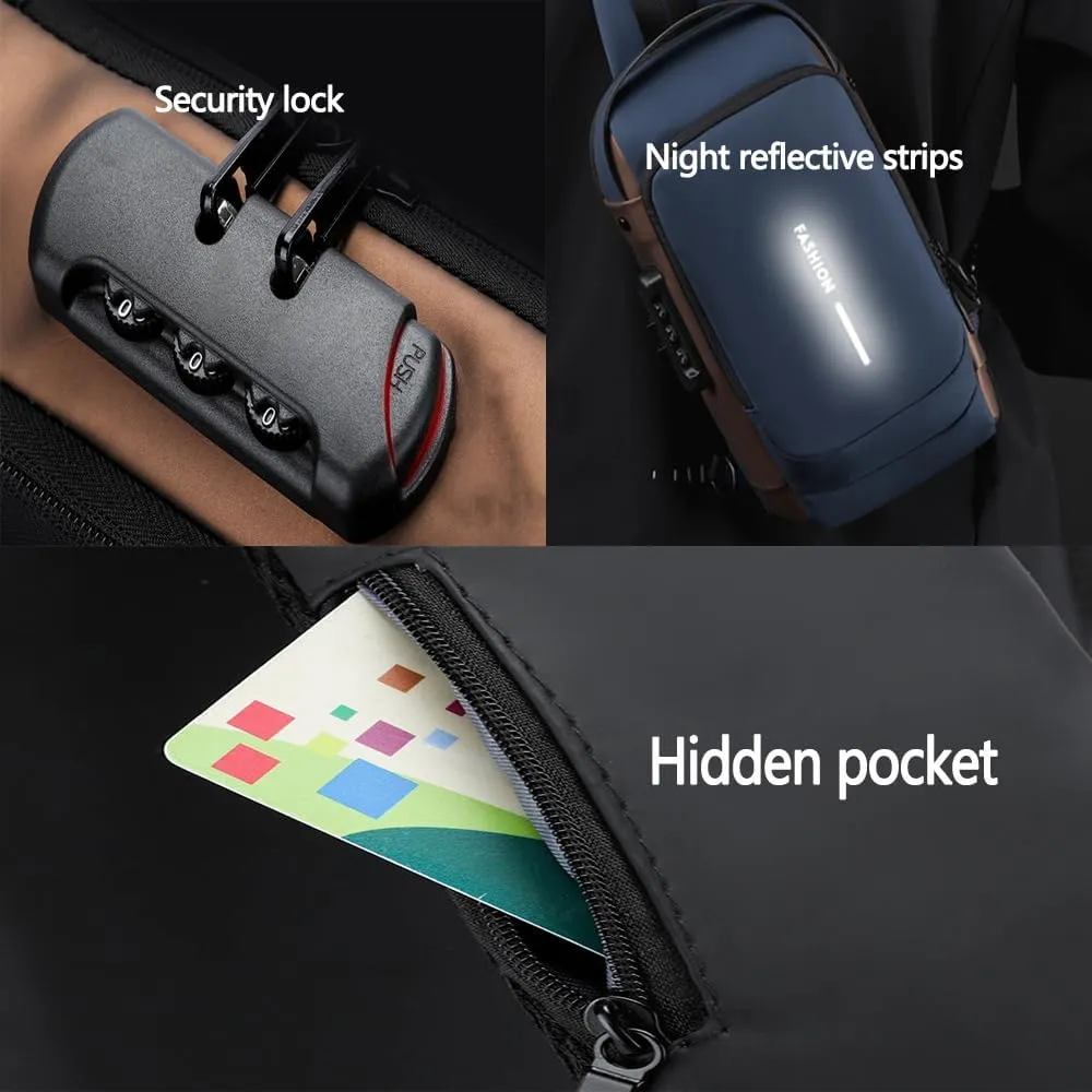 Fashion New Carbon Fiber Streamline Anti-Theft Sling Bag, Usb Charging Sports Lockable Anti-Theft Waterproof Shoulder Bag