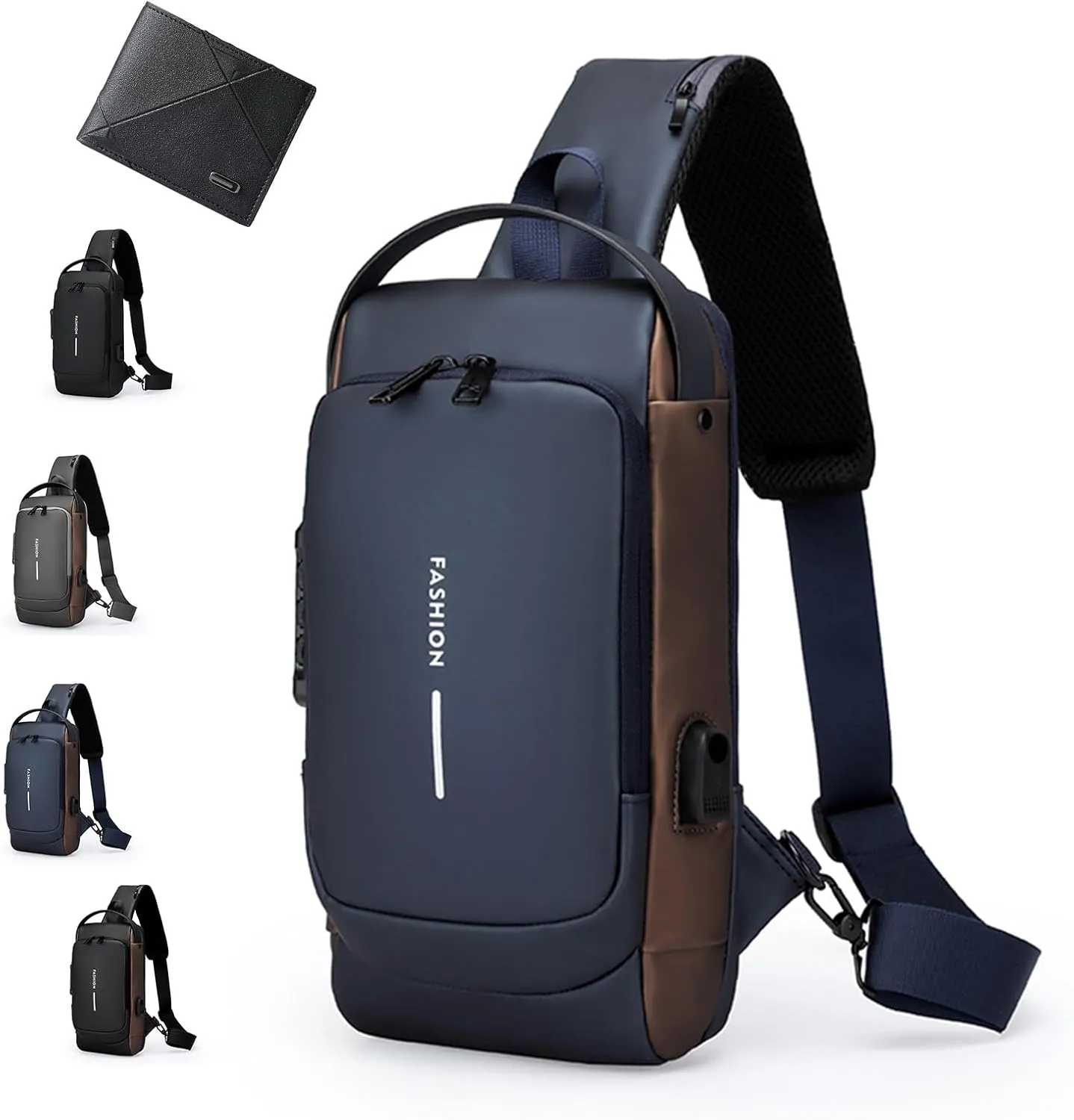 Fashion New Carbon Fiber Streamline Anti-Theft Sling Bag, Usb Charging Sports Lockable Anti-Theft Waterproof Shoulder Bag