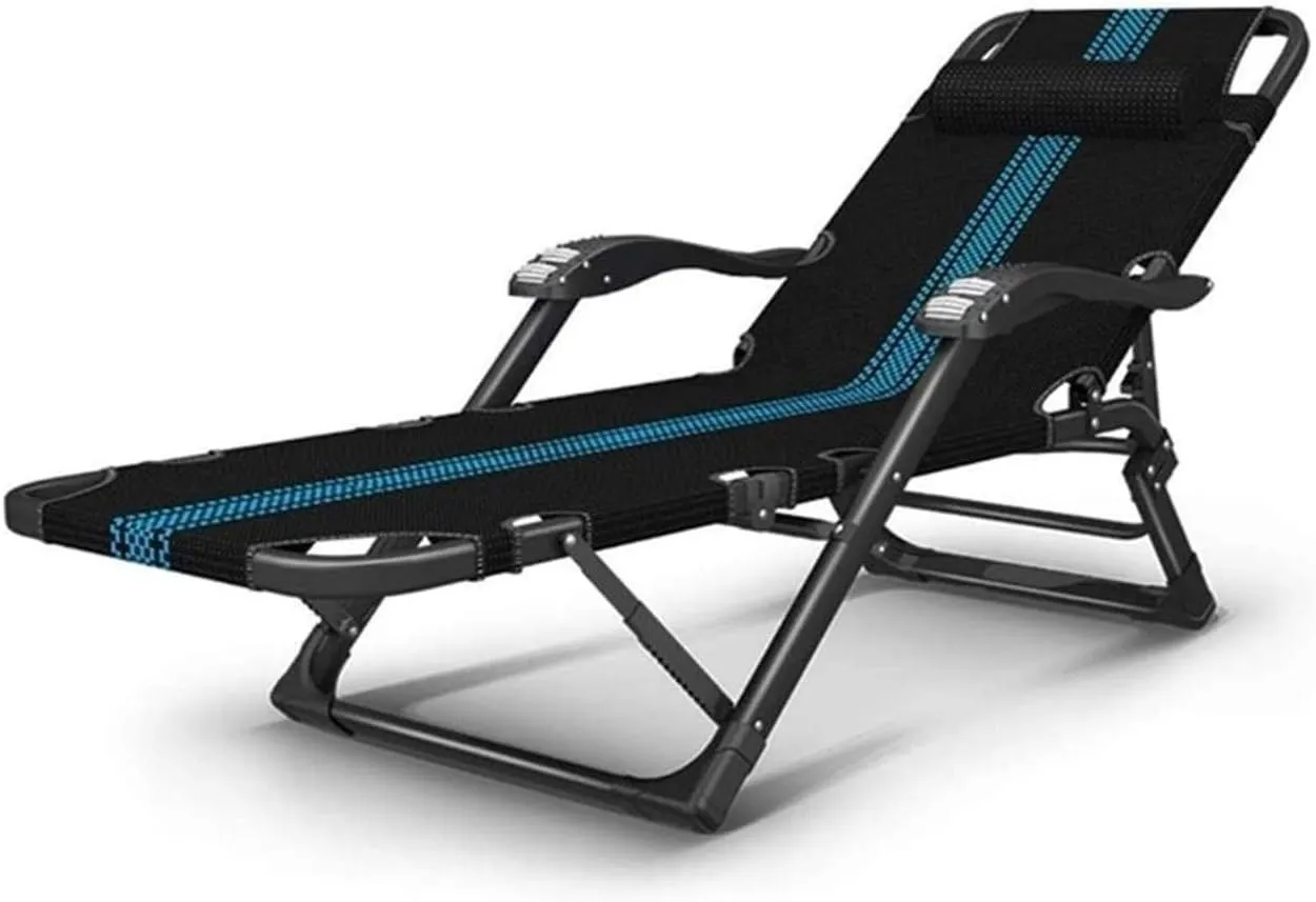 Fashion Sun Chair Breathable Folding Bed Lying Chair Balcony Beach Sun Lounger Noon Break Reclining Chair Seat Heavy Duty Adjustable for Patio Pool Outdoor Garden Beaches