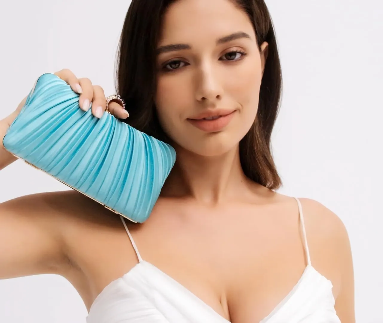 Fashion Women's Evening Bags, Artificial Silk Luxury Handbags with Chain Stylish Purses for Wedding Party