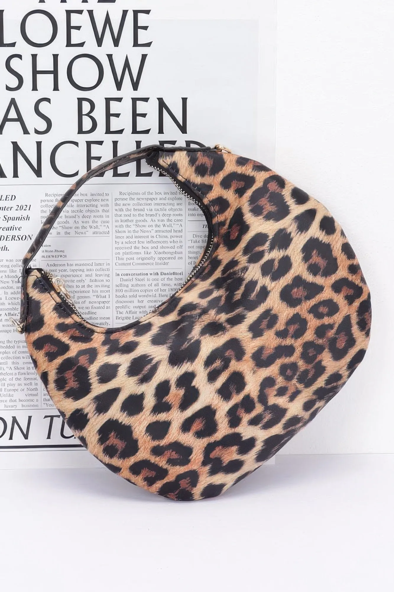 FASHNZFAB Nylon Leopard Hobo Bag