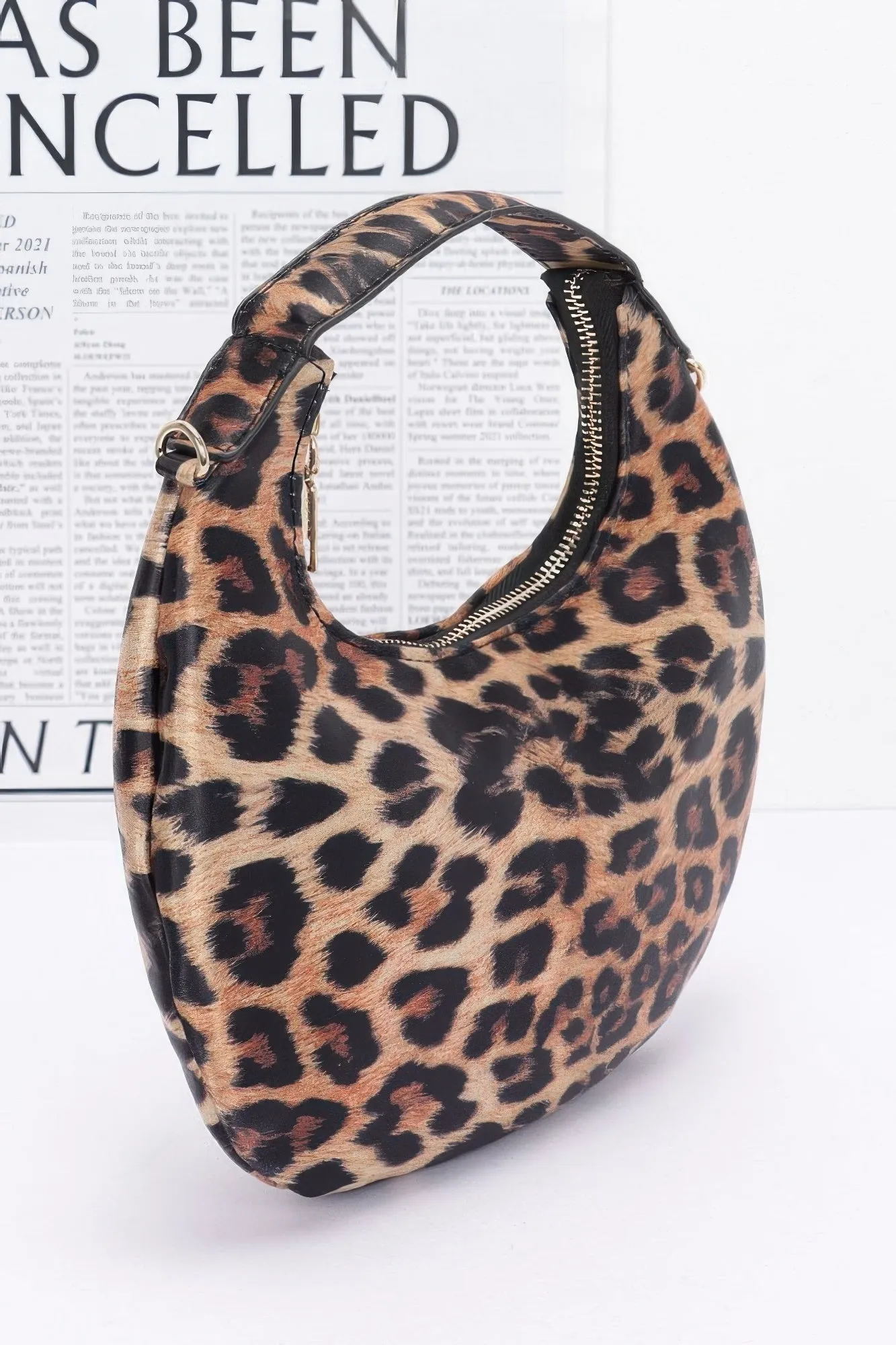 FASHNZFAB Nylon Leopard Hobo Bag