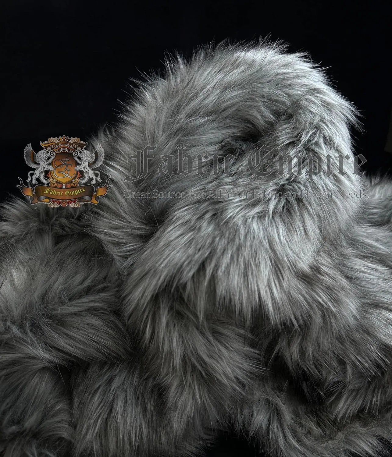 Faux Animal Fur 2-inch Long Pile 900gram Per Meter, Heavy 65" Wide Fabric Full, Plush, Fluffy shag Warm Soft Coat, Fursuit Costume, lux Carpet - (Gray Wolf, 1 Piece, 1 Yard - 30x36inches)