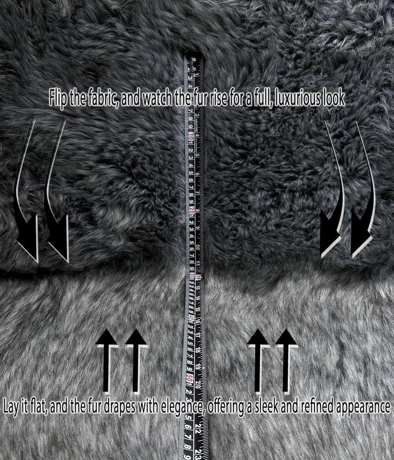 Faux Animal Fur 2-inch Long Pile 900gram Per Meter, Heavy 65" Wide Fabric Full, Plush, Fluffy shag Warm Soft Coat, Fursuit Costume, lux Carpet - (Gray Wolf, 1 Piece, 1 Yard - 30x36inches)