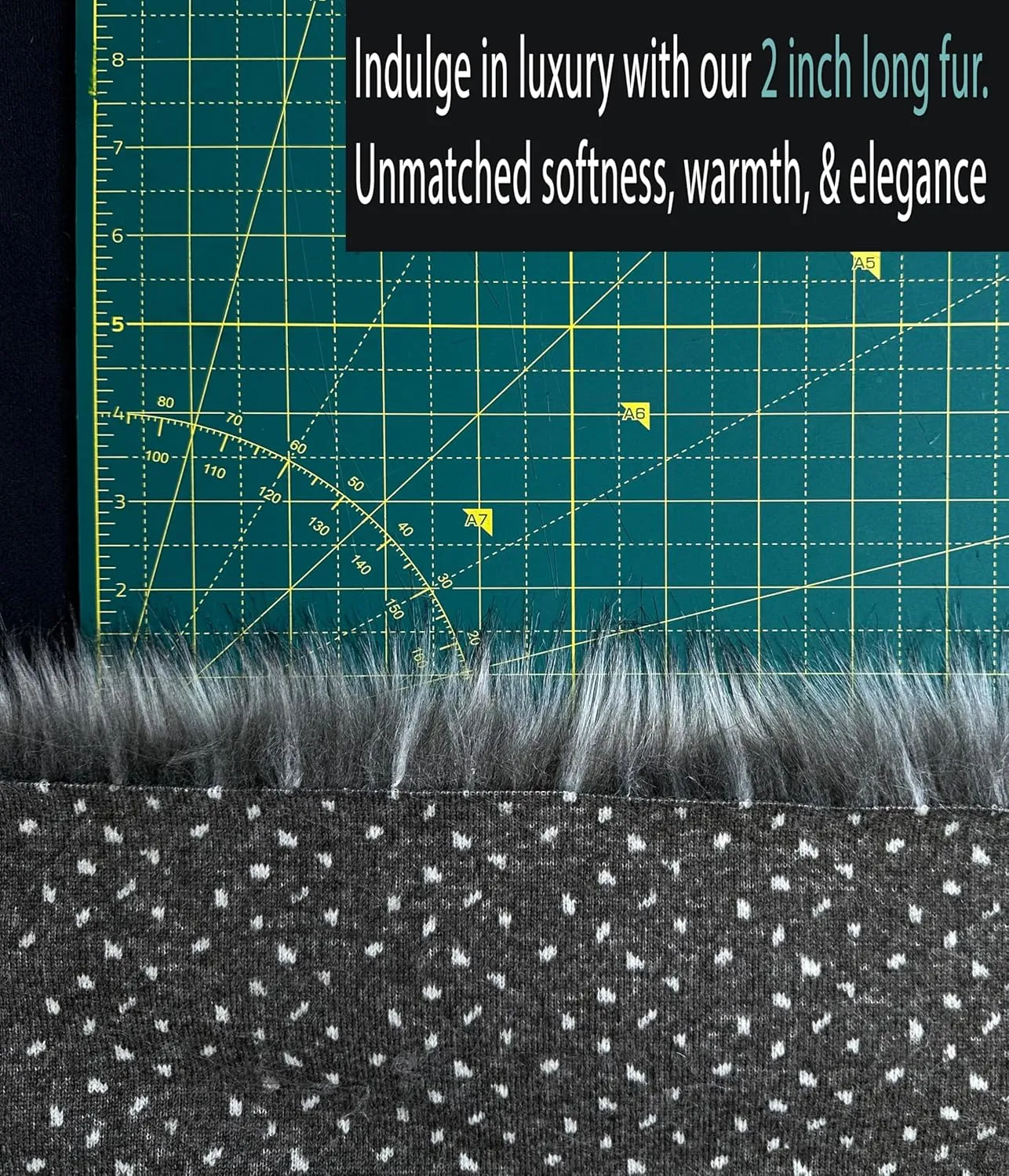 Faux Animal Fur 2-inch Long Pile 900gram Per Meter, Heavy 65" Wide Fabric Full, Plush, Fluffy shag Warm Soft Coat, Fursuit Costume, lux Carpet - (Gray Wolf, 1 Piece, 1 Yard - 30x36inches)