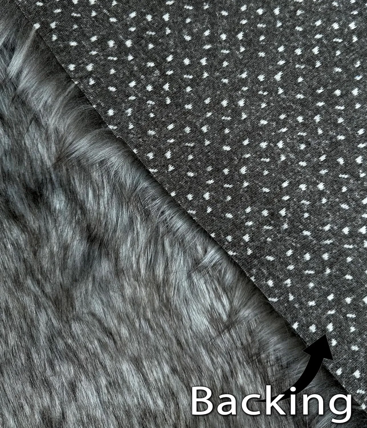 Faux Animal Fur 2-inch Long Pile 900gram Per Meter, Heavy 65" Wide Fabric Full, Plush, Fluffy shag Warm Soft Coat, Fursuit Costume, lux Carpet - (Gray Wolf, 1 Piece, 1 Yard - 30x36inches)