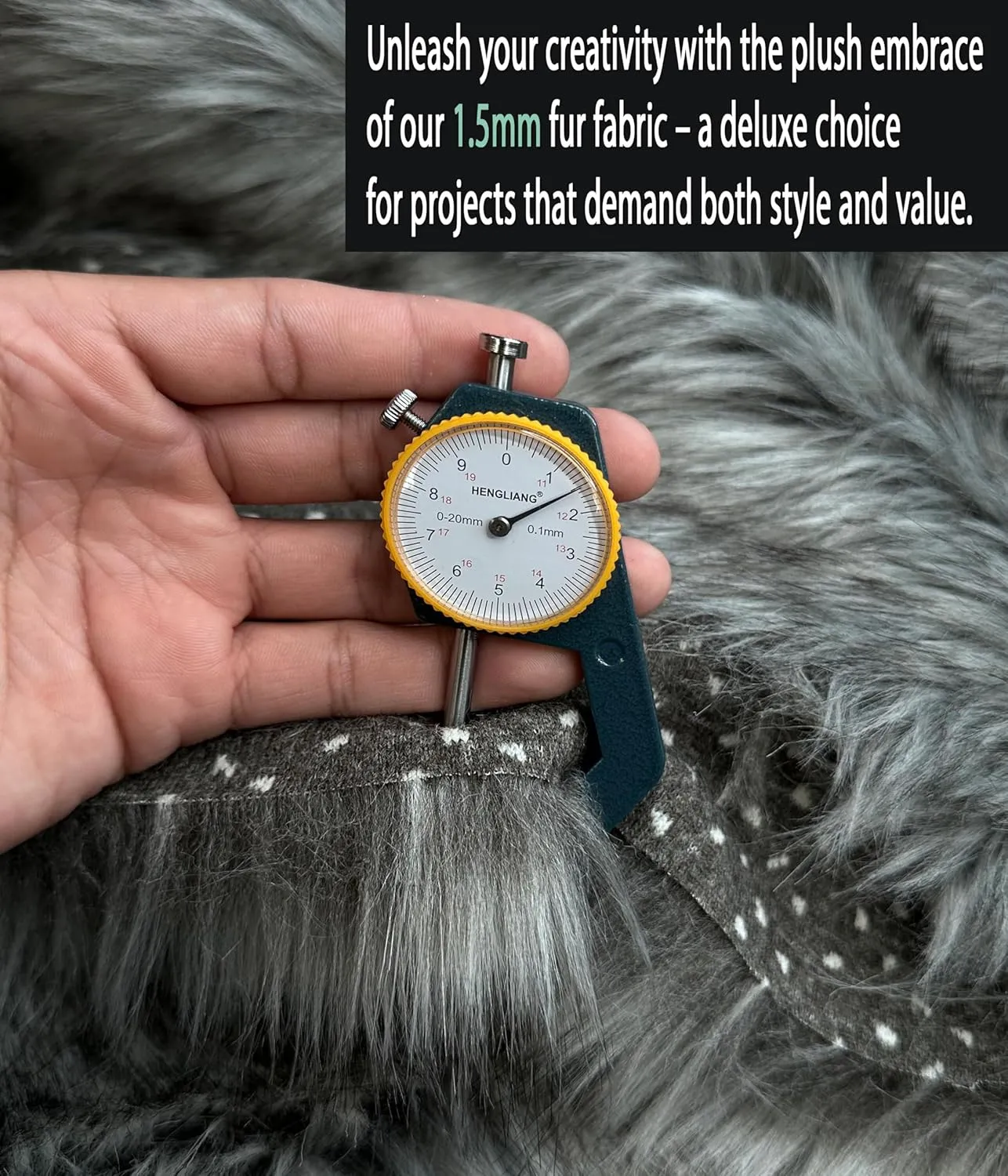 Faux Animal Fur 2-inch Long Pile 900gram Per Meter, Heavy 65" Wide Fabric Full, Plush, Fluffy shag Warm Soft Coat, Fursuit Costume, lux Carpet - (Gray Wolf, 1 Piece, 1 Yard - 30x36inches)
