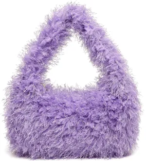 Faux Fur Fluffy Hobo Bag Furry Handbag Purse Y2K Fuzzy Tote Bag,Trendy Cute Plush Purse for Women