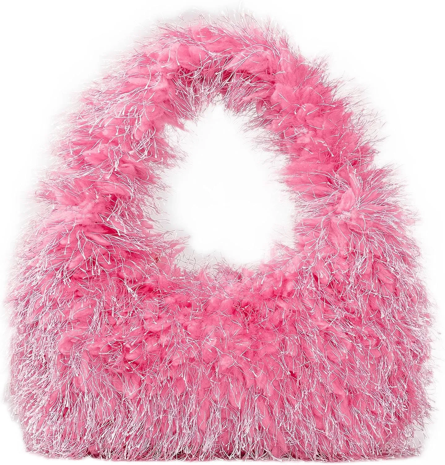 Faux Fur Fluffy Hobo Bag Furry Handbag Purse Y2K Fuzzy Tote Bag,Trendy Cute Plush Purse for Women