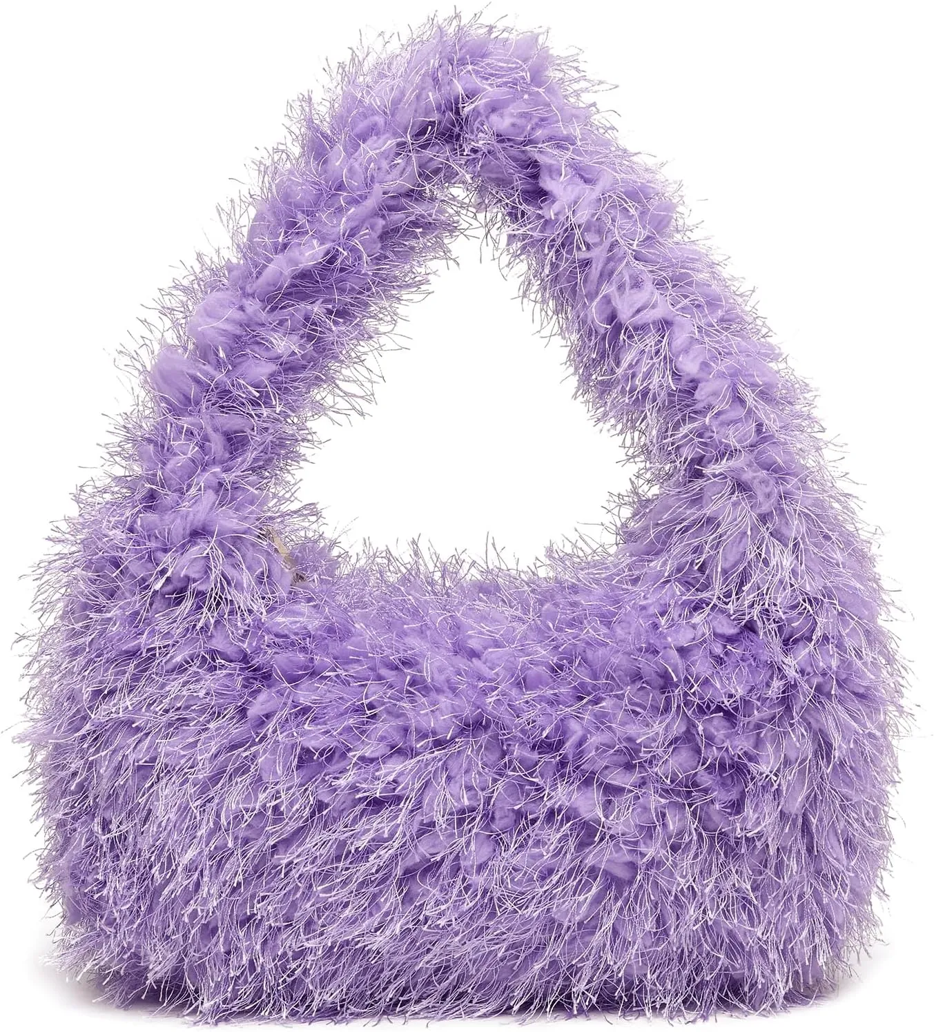 Faux Fur Fluffy Hobo Bag Furry Handbag Purse Y2K Fuzzy Tote Bag,Trendy Cute Plush Purse for Women