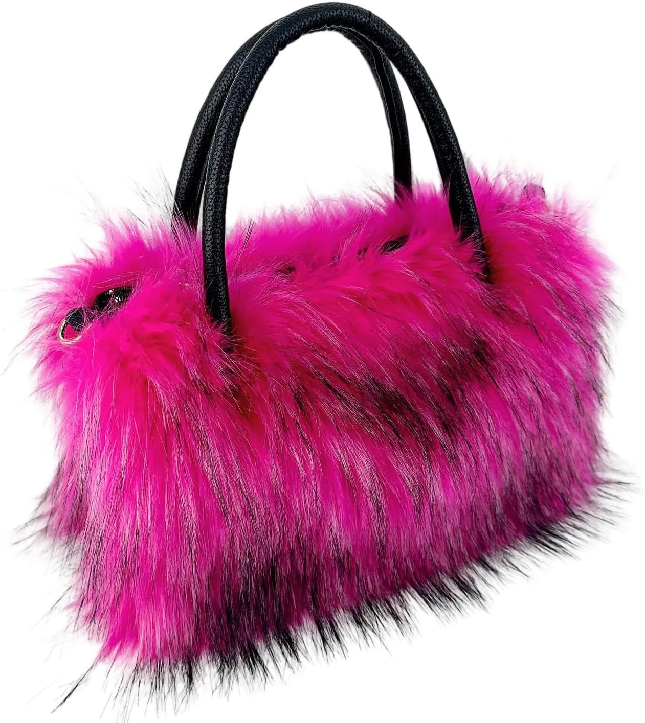 Faux Fur Tote Bag Women's Shoulder Handbags Fluffy Handbags Cute Soft Fluffy Purse Furry Bag for Shopping Working, Rose Pink