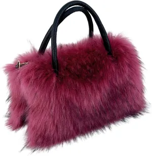Faux Fur Tote Bag Women's Shoulder Handbags Fluffy Handbags Cute Soft Fluffy Purse Furry Bag for Shopping Working, Rose Red