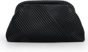 Fecialy Ruched Clutch Purse for Women Formal PU Leather Evening Bag Soft Pleated Handbags with Chain Crossbody Bag