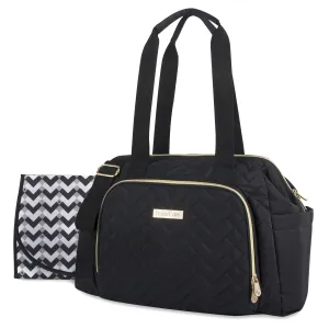 Fisher-Price Quilted Diaper Bag Tote & Convertible Crossbody with Adjustable Strap, Insulated Bottle Pocket, & Changing Pad