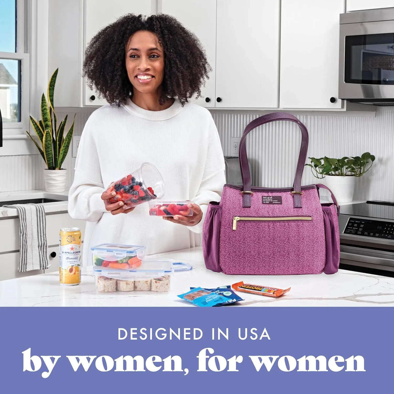Fit & Fresh Lunch Bag For Women, Insulated Womens Lunch Bag For Work, Leakproof & Stain-Resistant Large Lunch Box For Women With Containers and Zipper Closure Copley Bag, Plum
