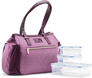 Fit & Fresh Lunch Bag For Women, Insulated Womens Lunch Bag For Work, Leakproof & Stain-Resistant Large Lunch Box For Women With Containers and Zipper Closure Copley Bag, Plum