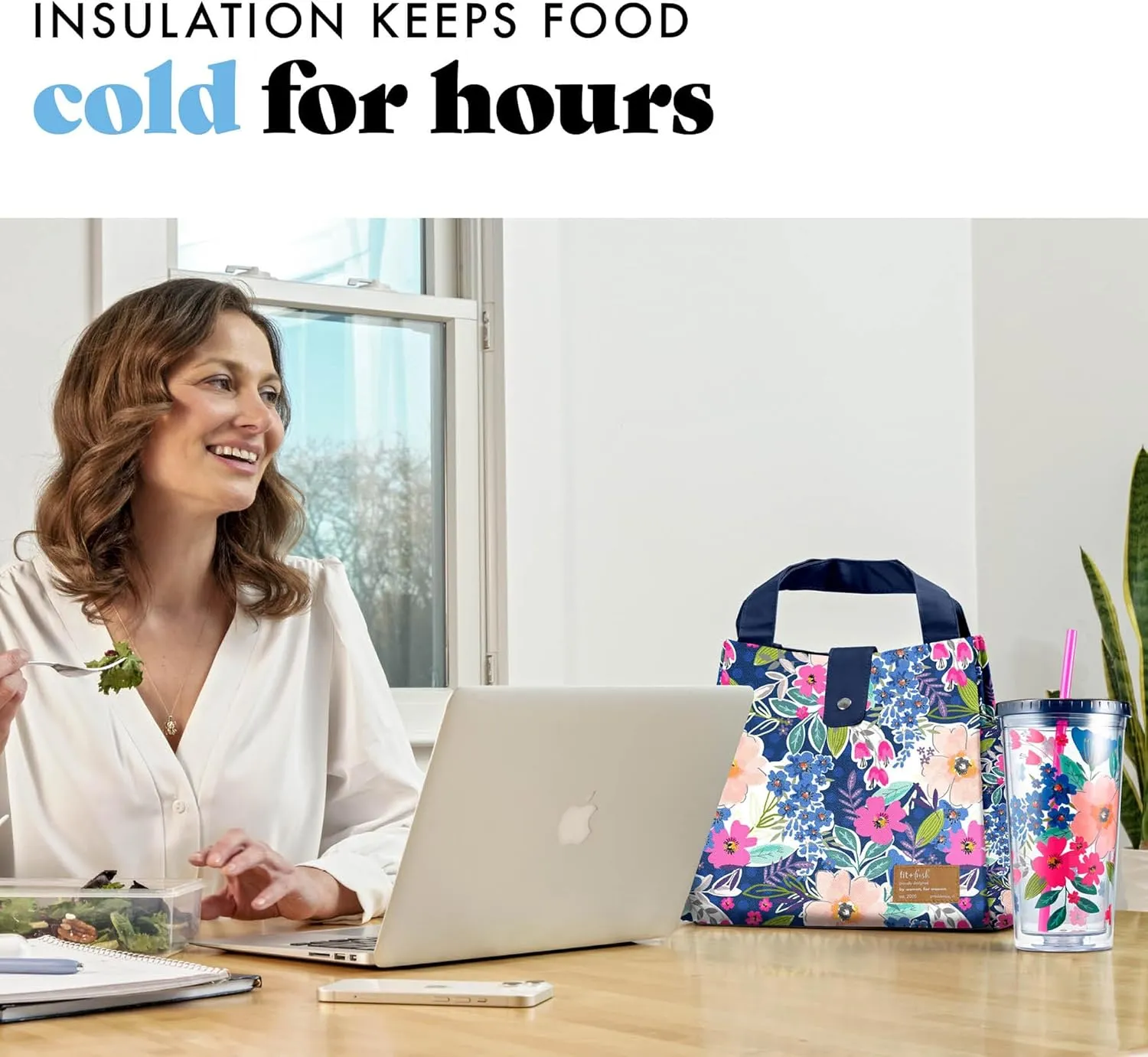 Fit & Fresh Lunch Bag For Women, Insulated Womens Lunch Bag For Work, Leakproof & Stain-Resistant Large Lunch Box For Women With Matching Tumbler, Snap Closure Westport Bag Floral