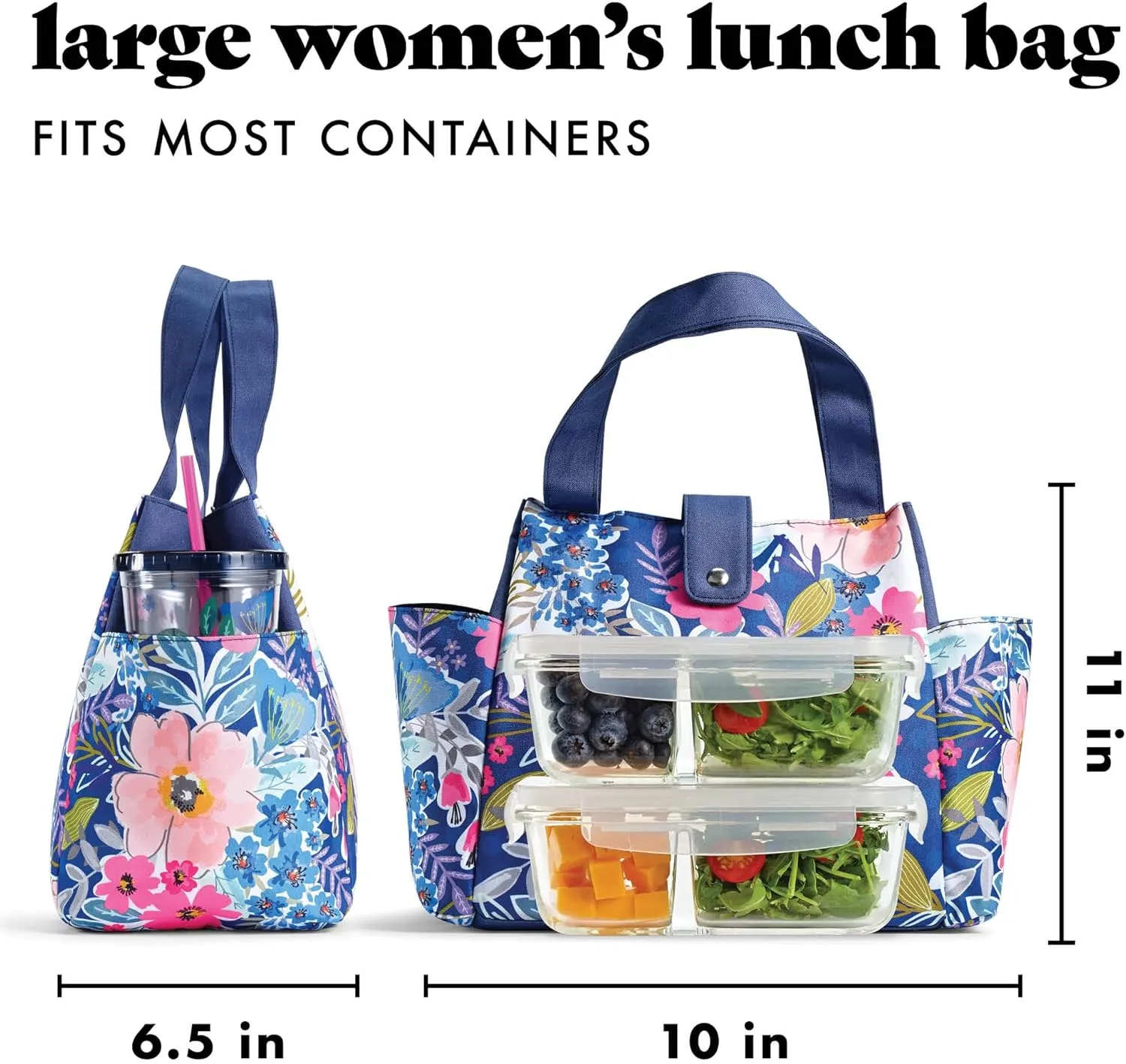 Fit & Fresh Lunch Bag For Women, Insulated Womens Lunch Bag For Work, Leakproof & Stain-Resistant Large Lunch Box For Women With Matching Tumbler, Snap Closure Westport Bag Floral