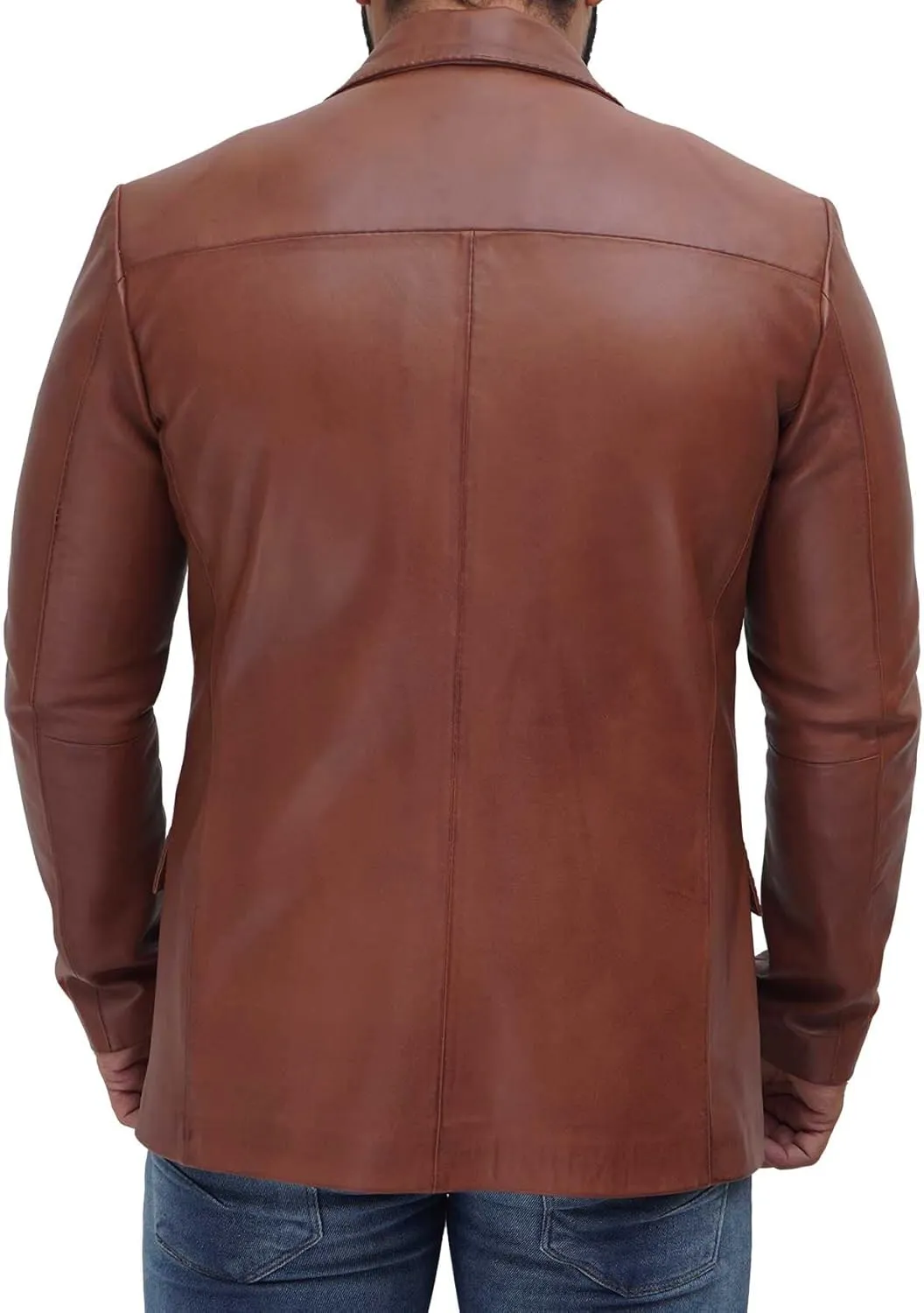 fjackets Men's Real Lambskin Leather Blazer Jacket – Stylish Leather Jackets Mens, Ideal for Business, Casual & Formal Events