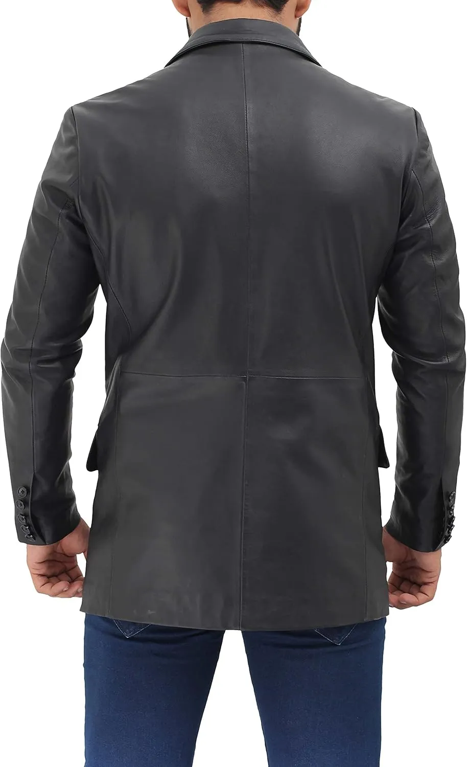 fjackets Men's Real Lambskin Leather Blazer Jacket – Stylish Leather Jackets Mens, Ideal for Business, Casual & Formal Events