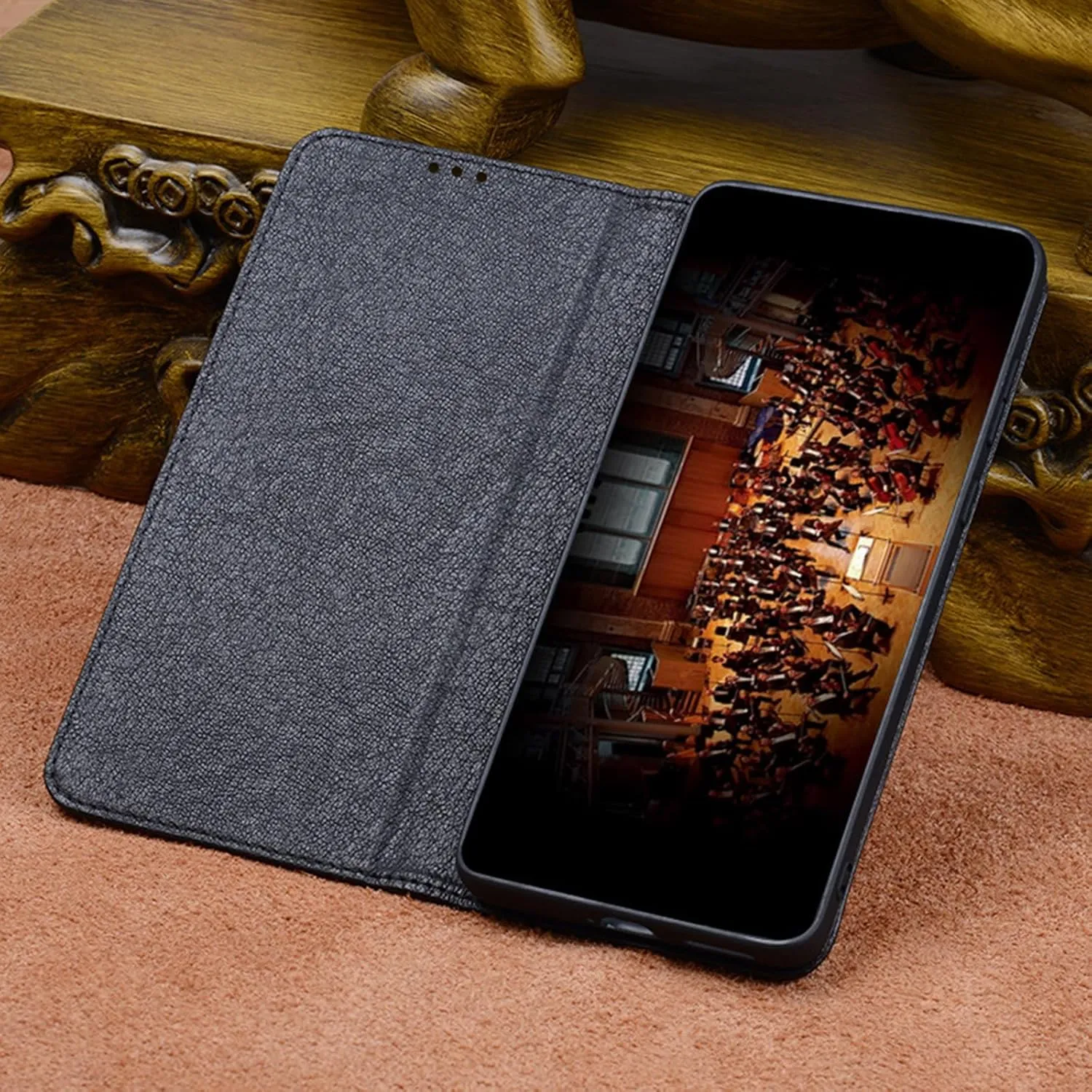 Flip Case for Vertu METAVERTU2, Genuine Leather Business Cover with Crocodile Pattern Design Shockproof Protection Luxury Case,Brown,METAVERTU2