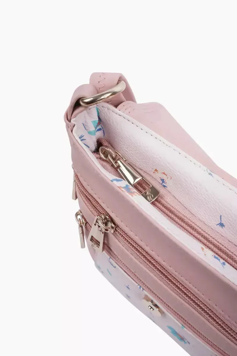 Floral Printed Premium Sling Bag for Women( Pink )