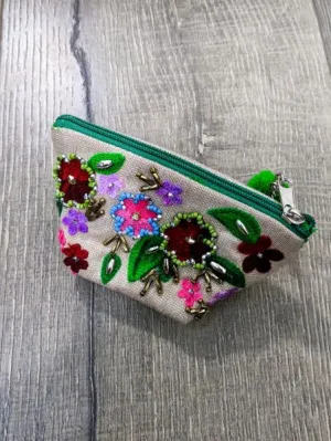 Flower Embroidered Coin Purse