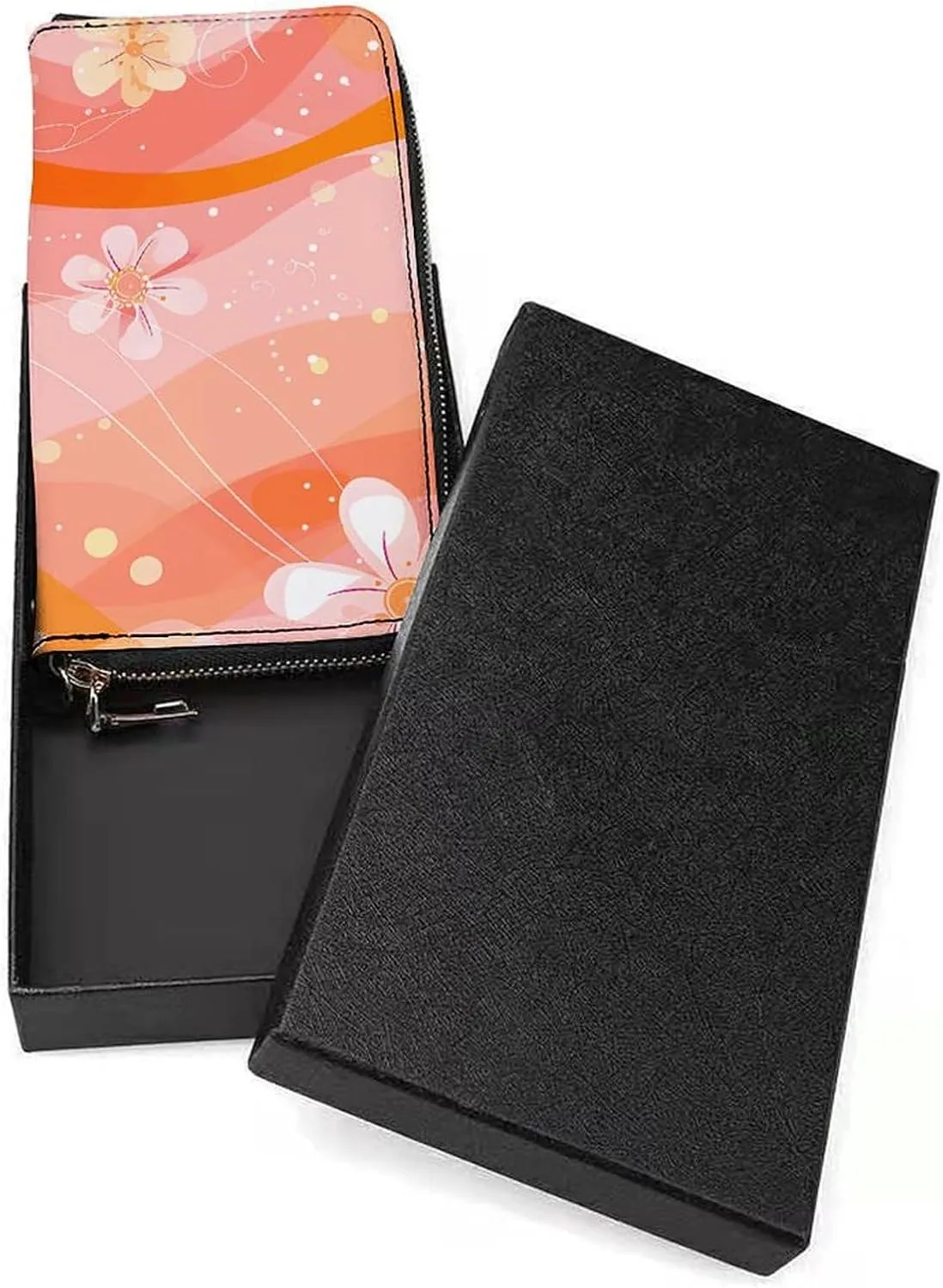 Flowers And Swirls Wristlet Long Wallet Womens Purse Zip Clutch Large Capacity Leather Purse Credit Coin Purse