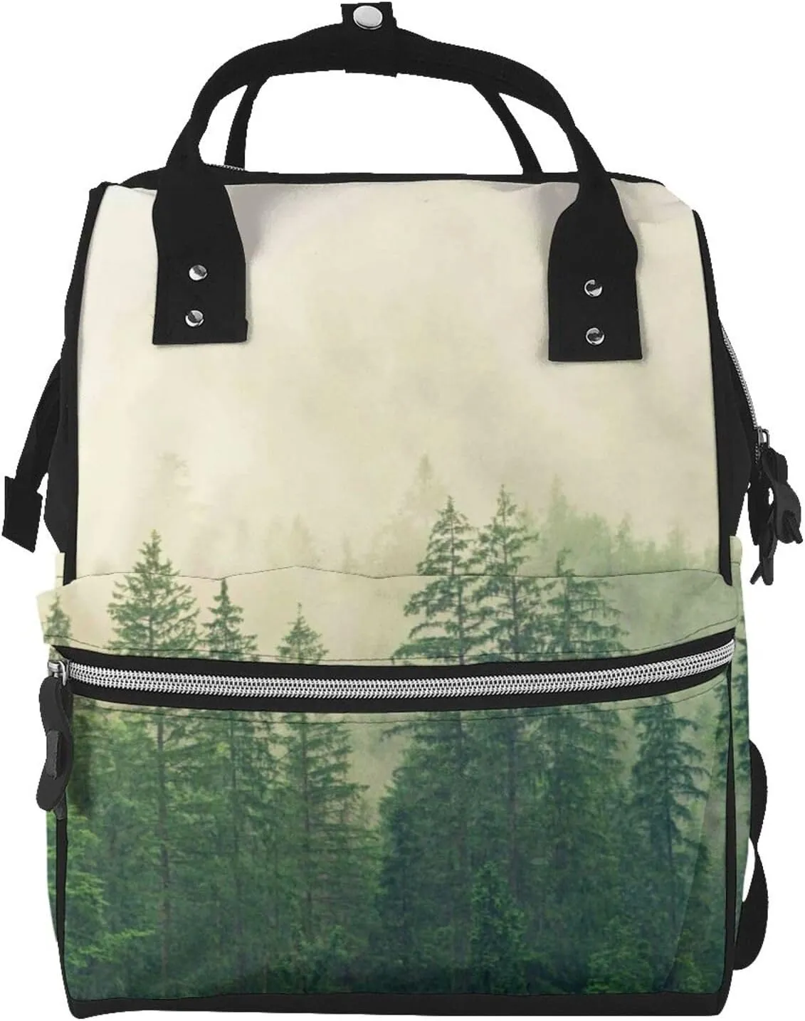 Fog Forest Diaper Bag Backpack Baby Bag, Large Capacity Waterproof Diaper Bags Multifunction with Insulated Pockets Travel Essentials Unisex