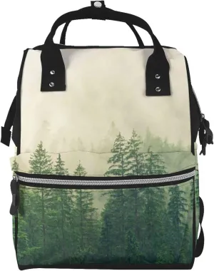 Fog Forest Diaper Bag Backpack Baby Bag, Large Capacity Waterproof Diaper Bags Multifunction with Insulated Pockets Travel Essentials Unisex