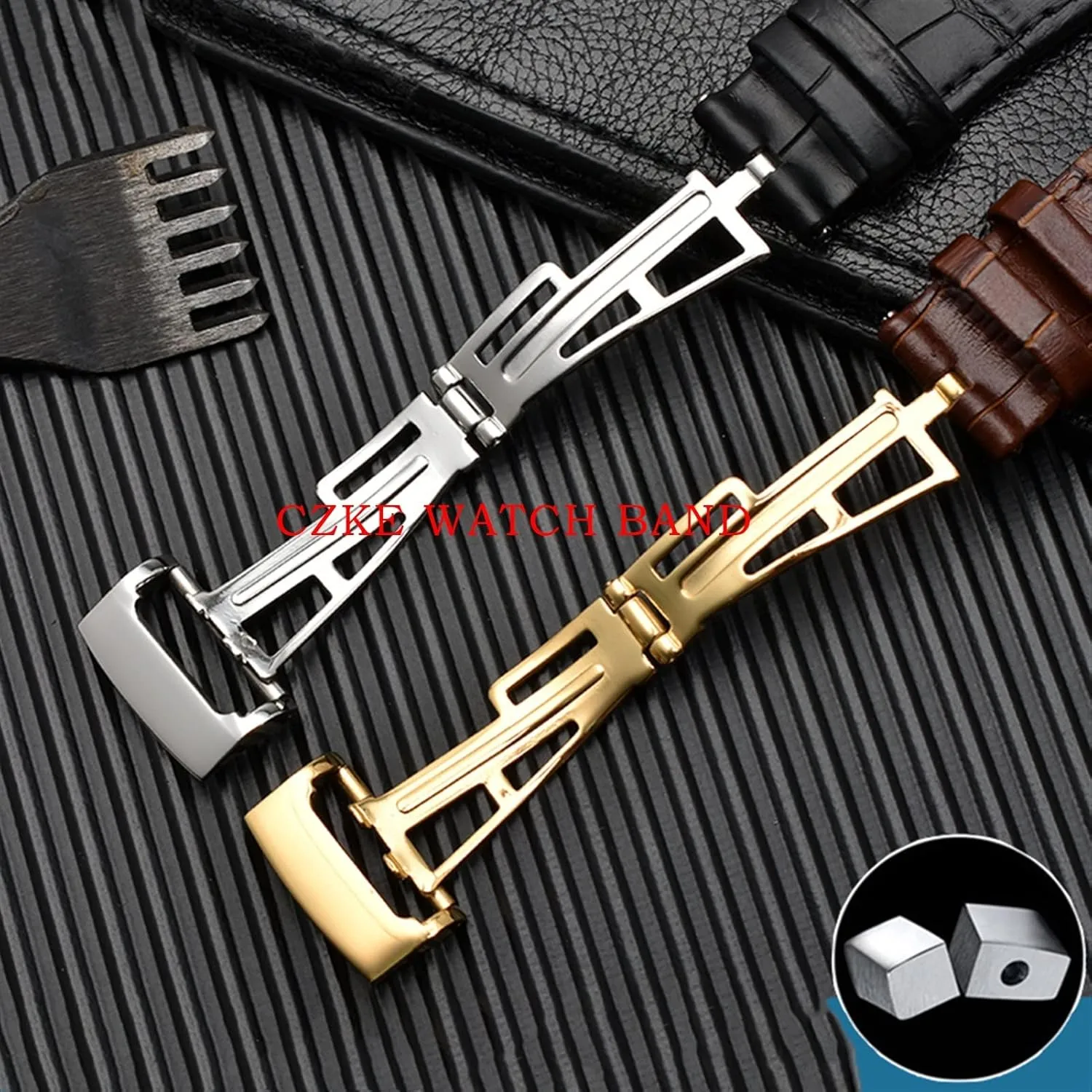 For AP 15400 wrist straps 26mm watchband Genuine Leather Handmade Watch Band with steel deployment buckle
