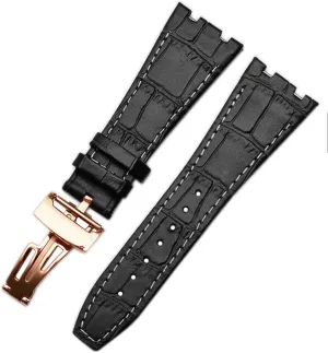 For AP 15400 wrist straps 26mm watchband Genuine Leather Handmade Watch Band with steel deployment buckle