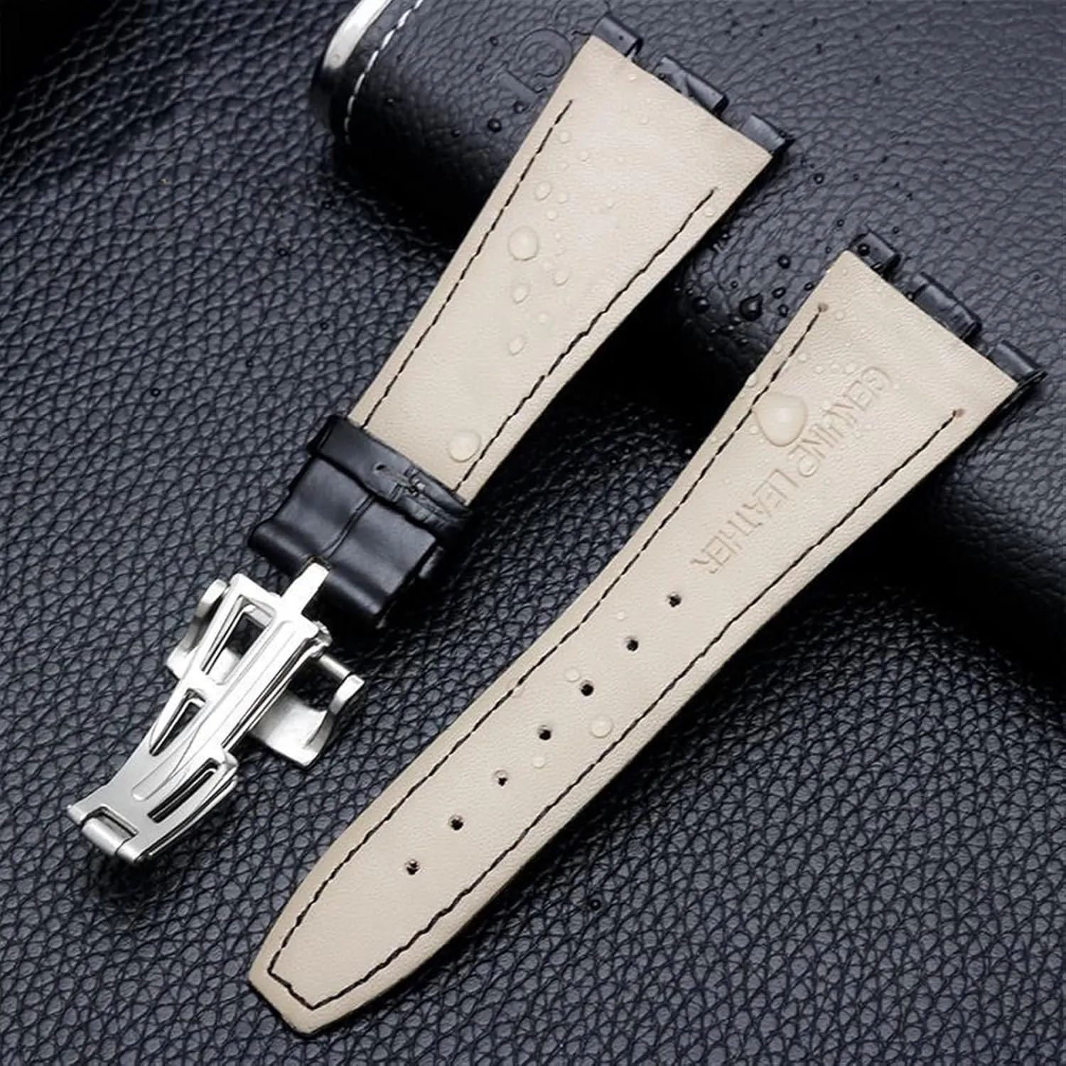 For AP 15400 wrist straps 26mm watchband Genuine Leather Handmade Watch Band with steel deployment buckle