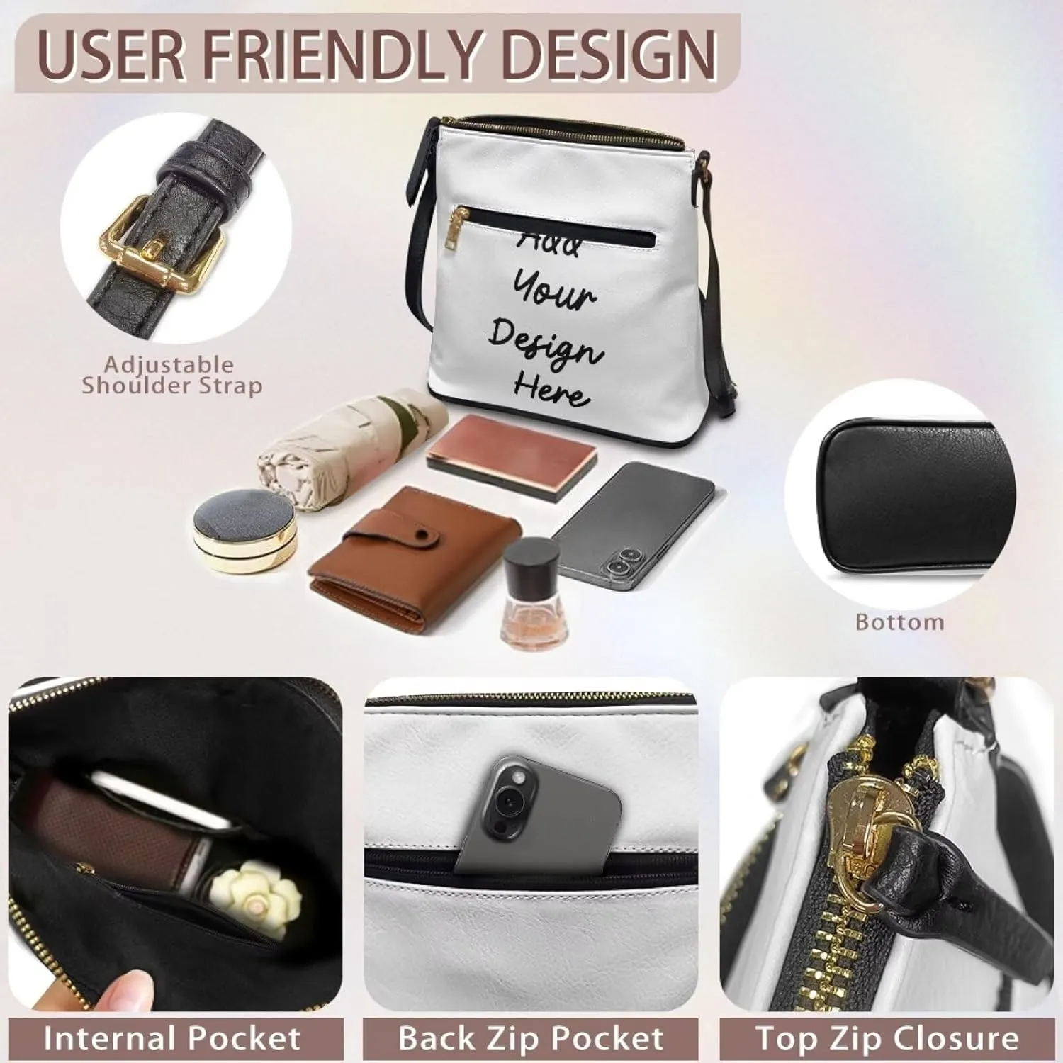 FOR U DESIGNS Leather Crossbody Bags for Women Shoulder Bags for Work Travel Sling Bag