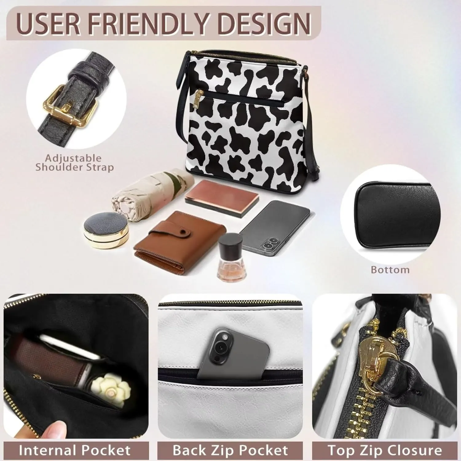 FOR U DESIGNS Leather Crossbody Bags for Women Shoulder Bags for Work Travel Sling Bag