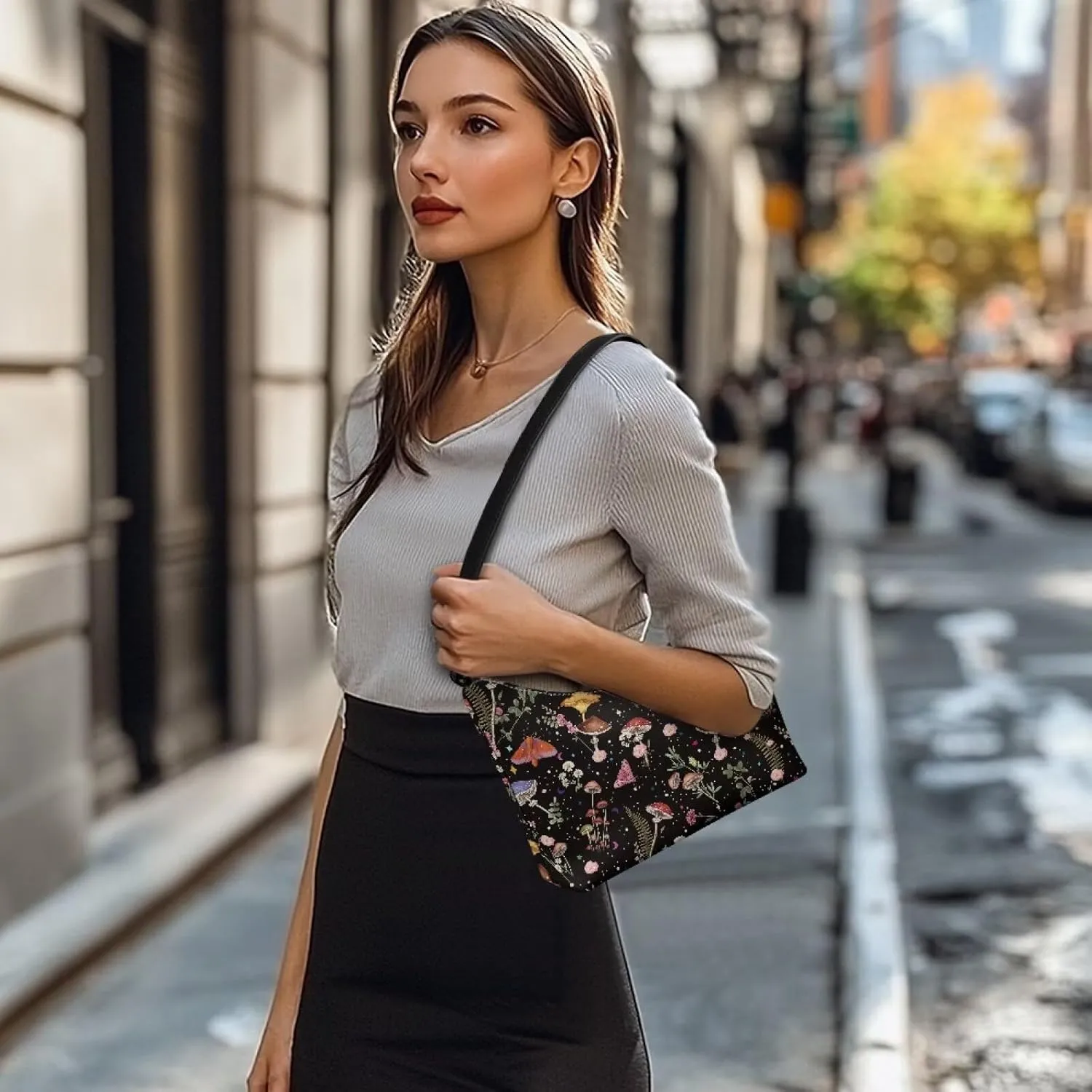 FOR U DESIGNS Shoulder Bag for Women Hobo Purses Mushroom Cute Tote Bag for Work Gym School Office Travel Leather Handbags